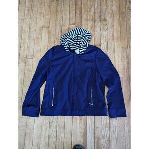 Chico's Zenergy SPRING Purple Jacket Sz 2 M‎ 12-14 Valerie Stripe Insert 2-pc